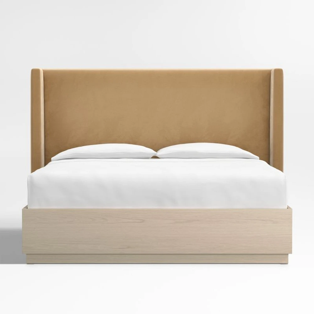 Arden 60" Upholstered King Headboard with Batten White Oak Storage Bed Base
