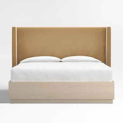 Arden 60" Upholstered King Headboard with Batten White Oak Storage Bed Base