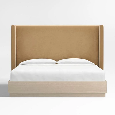 Arden 60" Upholstered King Headboard with Batten White Oak Bed Base