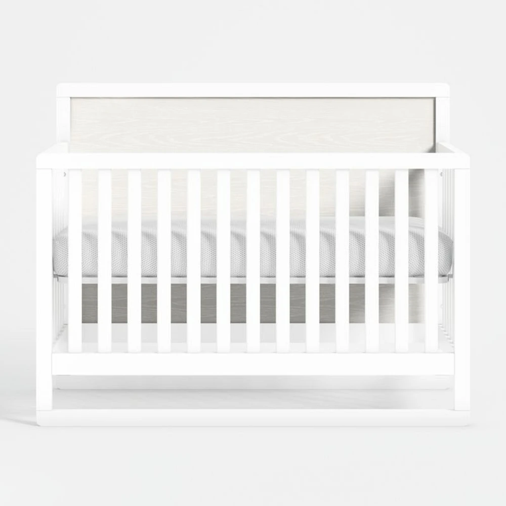 Arlyn Two-Tone White Wood Baby Crib