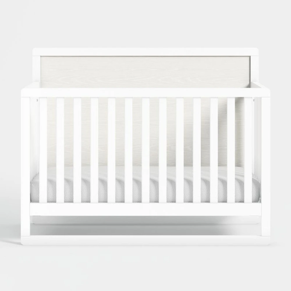 Arlyn Two-Tone White Wood Baby Crib