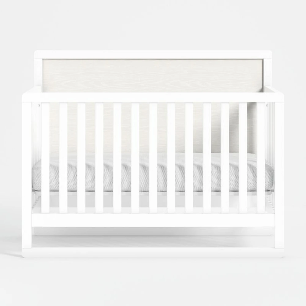 Arlyn Two-Tone White Wood Baby Crib