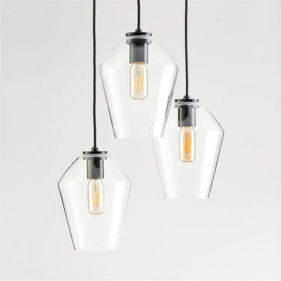 Arren Black 3-Light Round Pendant with Angled Clear Glass Shades