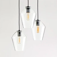 Arren Black 3-Light Round Pendant with Angled Clear Glass Shades