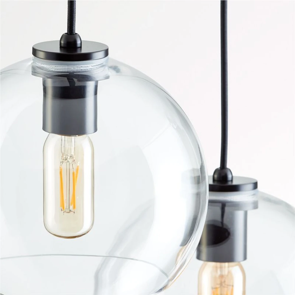 Arren Black 3-Light Round Pendant with Round Clear Glass Shades