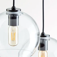 Arren Black 3-Light Round Pendant with Round Clear Glass Shades