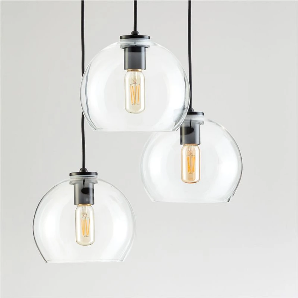 Arren Black 3-Light Round Pendant with Round Clear Glass Shades