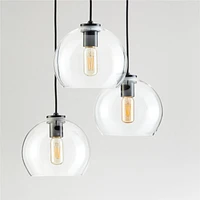 Arren Black 3-Light Round Pendant with Round Clear Glass Shades