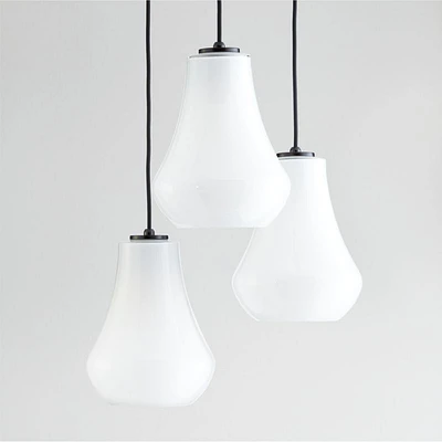 Arren Black 3-Light Round Pendant with Teardrop Milk Glass Shades