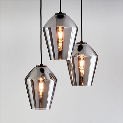 Arren Black 3-Light Round Pendant with Angled Silver Glass Shades