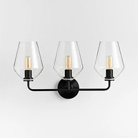 Arren Black 3-Light Wall Sconce with Clear Angled Shades