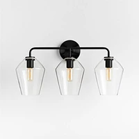 Arren Black 3-Light Wall Sconce with Clear Angled Shades