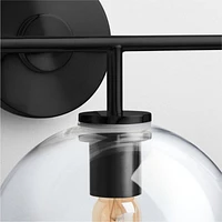 Arren Black 3-Light Wall Sconce with Clear Round Shades