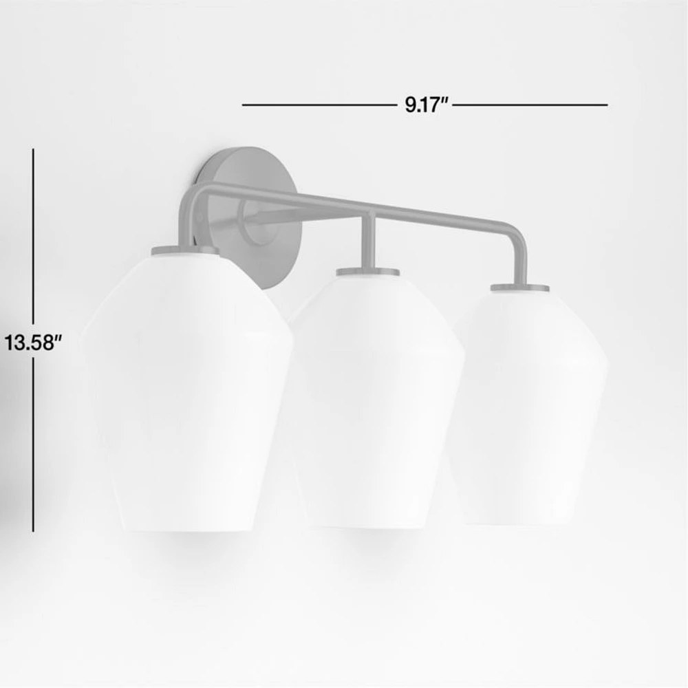 Arren Black 3-Light Wall Sconce with Milk Angled Shades