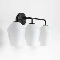 Arren Black 3-Light Wall Sconce with Milk Angled Shades