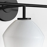 Arren Black 3-Light Wall Sconce with Milk Angled Shades
