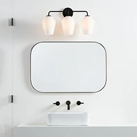 Arren Black 3-Light Wall Sconce with Milk Angled Shades