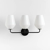 Arren Black 3-Light Wall Sconce with Milk Angled Shades