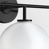 Arren Black 3-Light Wall Sconce with Milk Round Shades