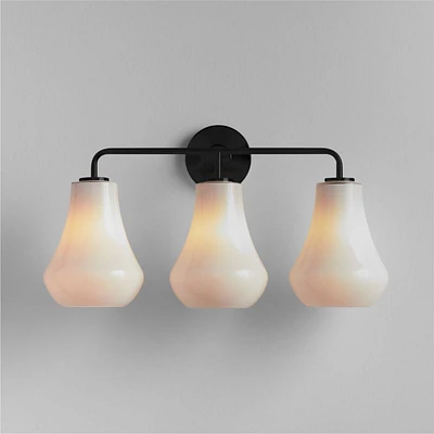 Arren Black 3-Light Wall Sconce with Milk Teardrop Shades