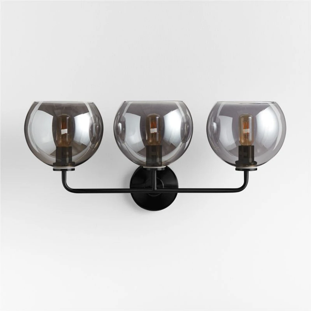 Arren Black 3-Light Wall Sconce with Silver Round Shades