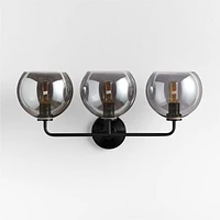 Arren Black 3-Light Wall Sconce with Silver Round Shades