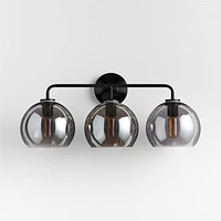 Arren Black 3-Light Wall Sconce with Silver Round Shades
