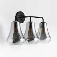 Arren Black 3-Light Wall Sconce with Silver Teardrop Shades