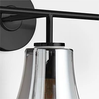 Arren Black 3-Light Wall Sconce with Silver Teardrop Shades