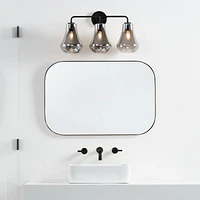 Arren Black 3-Light Wall Sconce with Silver Teardrop Shades