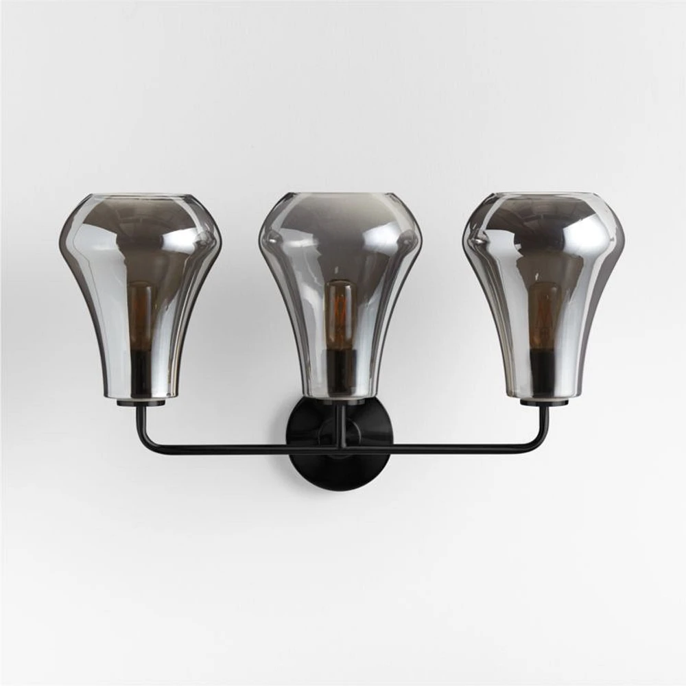 Arren Black 3-Light Wall Sconce with Silver Teardrop Shades