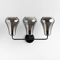 Arren Black 3-Light Wall Sconce with Silver Teardrop Shades