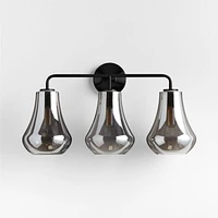 Arren Black 3-Light Wall Sconce with Silver Teardrop Shades