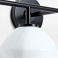Arren Black 4-Light Wall Sconce Light with Milk Glass Angled Shade