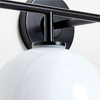 Arren Black 4-Light Wall Sconce Light with Milk Glass Round Shade