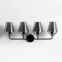 Arren Black 4-Light Wall Sconce Light with Silver Glass Angled Shade