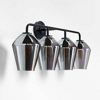 Arren Black 4-Light Wall Sconce Light with Silver Glass Angled Shade