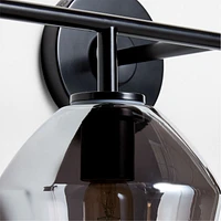 Arren Black 4-Light Wall Sconce Light with Silver Glass Angled Shade