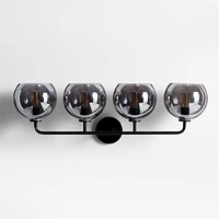 Arren Black 4-Light Wall Sconce Light with Silver Glass Round Shade