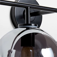 Arren Black 4-Light Wall Sconce Light with Silver Glass Round Shade