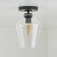 Arren Black Flush Mount Light with Clear Angled Shade