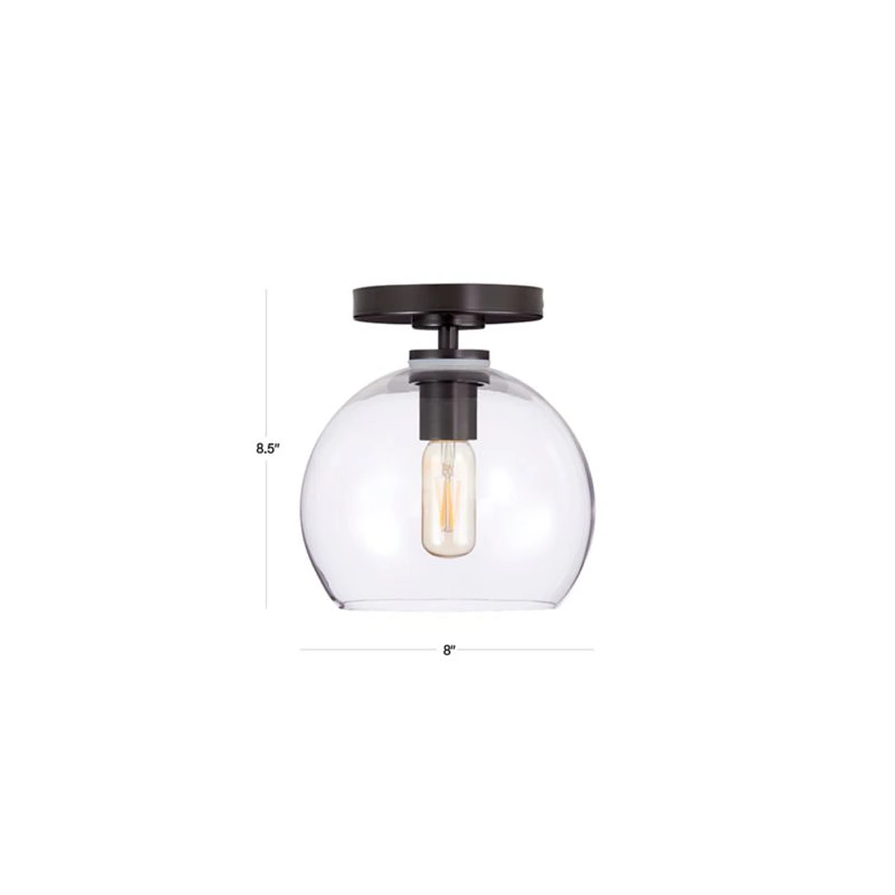 Arren Black Flush Mount Light with Clear Round Shade