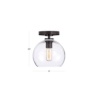 Arren Black Flush Mount Light with Clear Round Shade