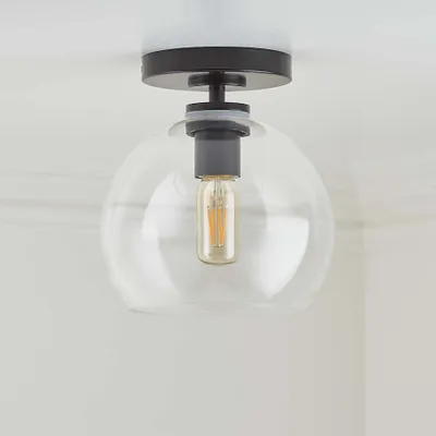 Arren Black Flush Mount Light with Clear Round Shade
