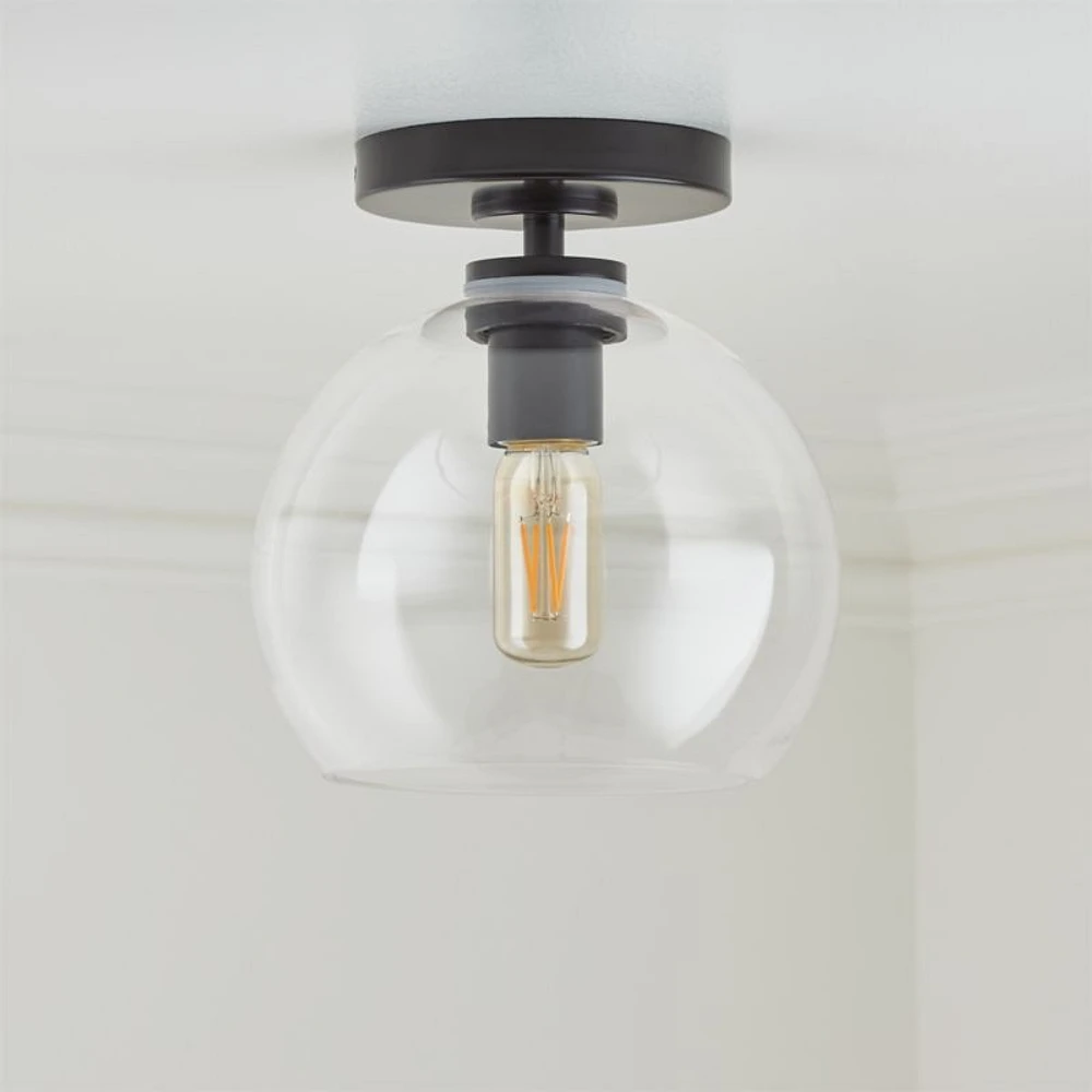 Arren Black Flush Mount Light with Clear Round Shade