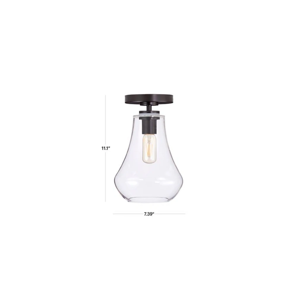 Arren Black Flush Mount Light with Clear Teardrop Shade