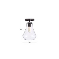Arren Black Flush Mount Light with Clear Teardrop Shade