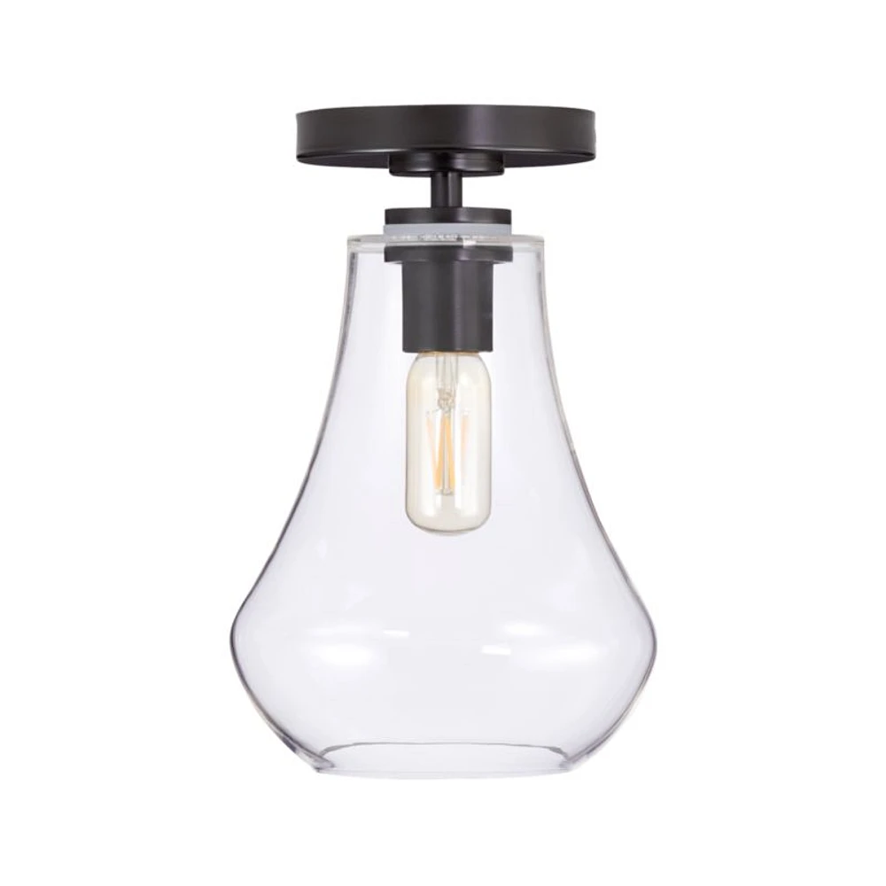 Arren Black Flush Mount Light with Clear Teardrop Shade