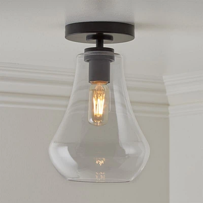 Arren Black Flush Mount Light with Clear Teardrop Shade