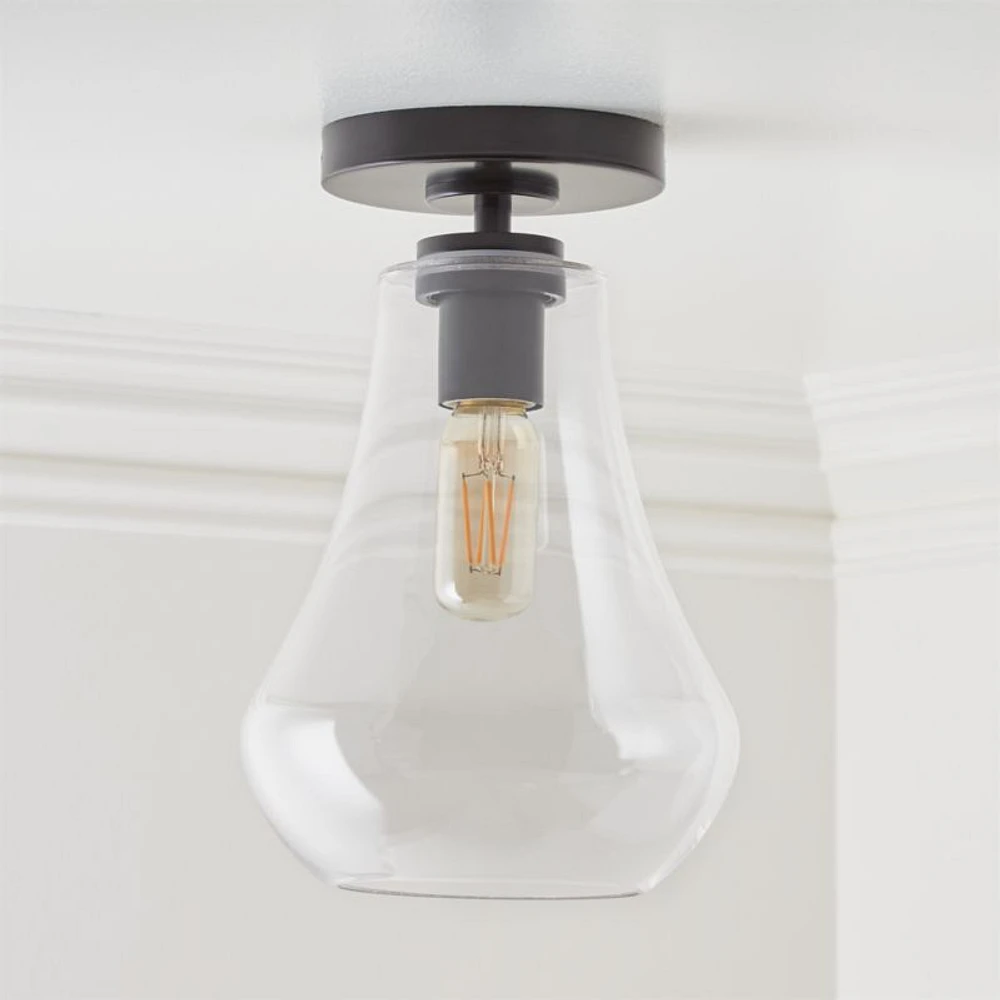 Arren Black Flush Mount Light with Clear Teardrop Shade